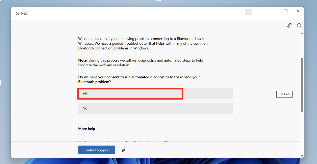 Click Yes to allow the program to run diagnostics and follow the subsequent prompts